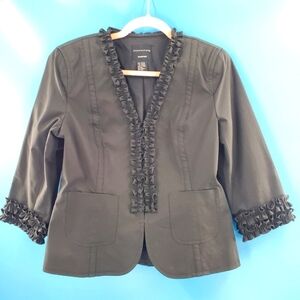 Doncaster black ruffle trim blazer 6